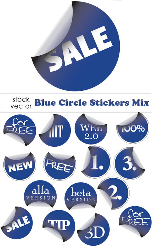 [Vector]Vectors - Blue Circle Stickers Mix