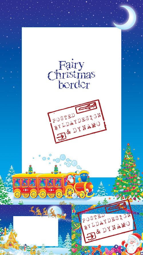 Fairy Christmas border (letter from Santa Claus) - Stock Photo