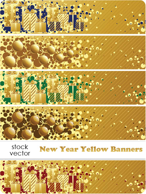 Vectors - New Year Yellow Banners AI+TIFF