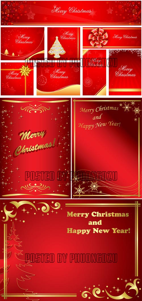 Red and gold christmas backgrounds vector
