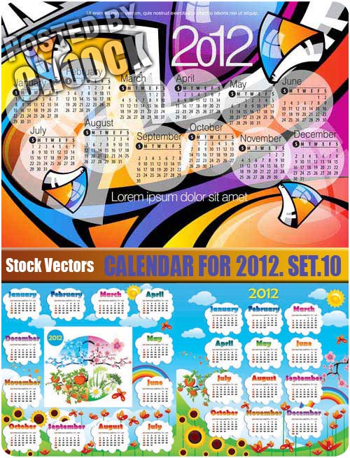 Calendar for 2012. Set.10 - Stock Vector