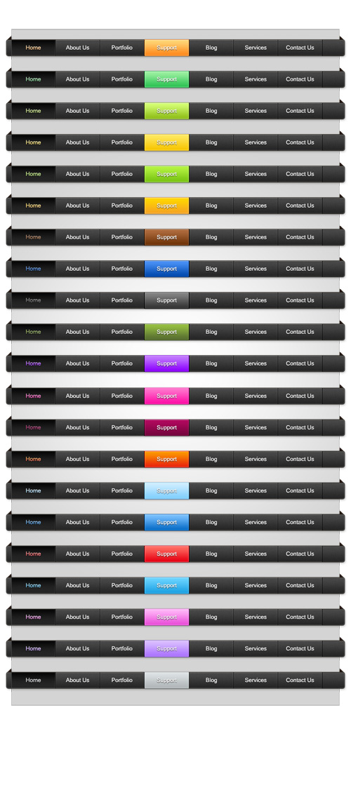 Colored web menus psd for Photoshop