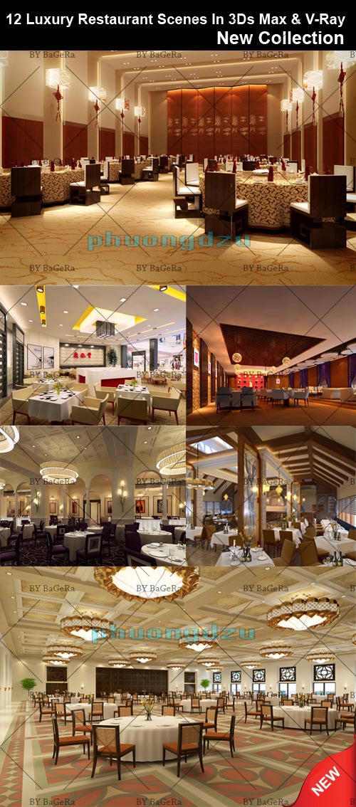 12 Luxury Restaurant Scenes In 3Ds Max & V-Ray 